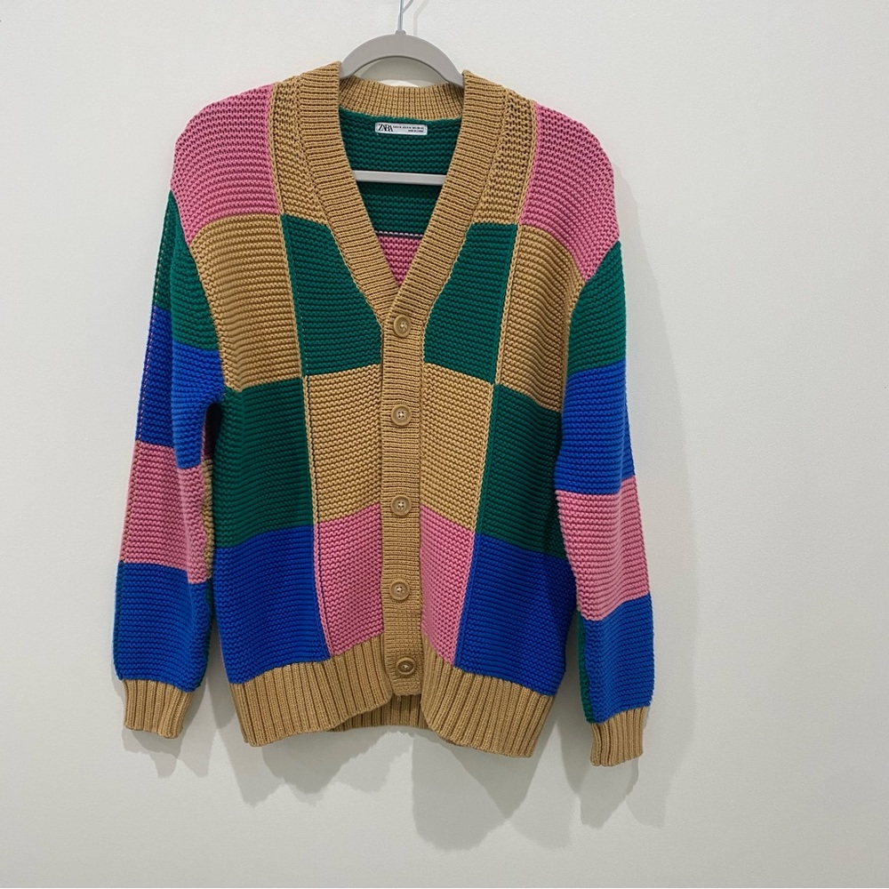 Zara mens colorblock cardigan.